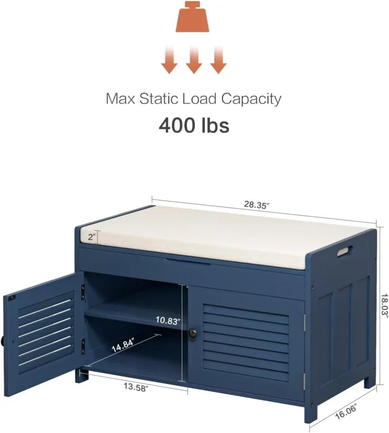 Modern Upholstered Entryway Shoe Bench with Lift Top Storage and Adjustable Shelves - Image 2