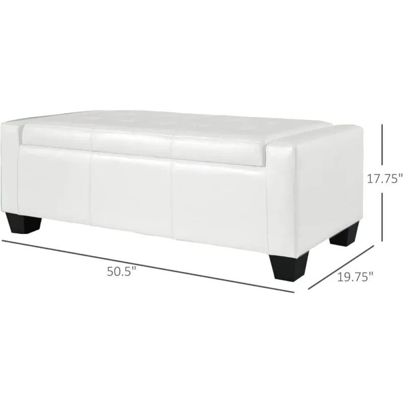Modern Tufted Faux Leather Storage Ottoman Bench for Living Room and Entryway - Image 3