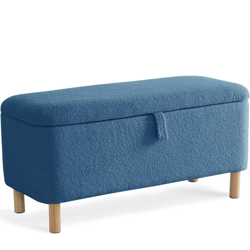 Modern Boucle Storage Ottoman Bench with Sherpa Upholstery for Bedroom and Entryway - Image 8