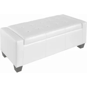 Modern Tufted Faux Leather Storage Ottoman Bench for Living Room and Entryway
